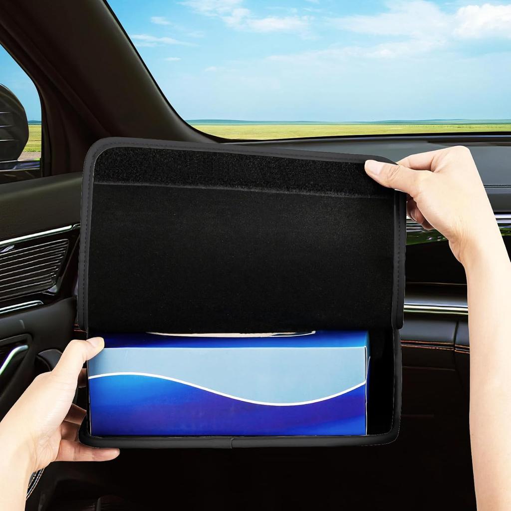 Car Tissue Holder, WHHMK Tissue Box Cover Keep Car Tidy, Premium PU Leather Backseat Napkin Rectangle Organizer, Extra Large Tissue Box Storage In