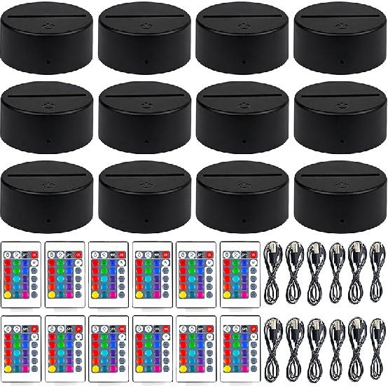 VANSIHO16 Colors 3D LED Night Light Base fit for DIY 3D Illusion Pattern on Acrylic Blanks,6sets 3D Night lamp Base with Remote Control USB Cable for