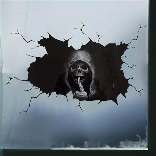 Halloween Horror Skull Car Window Stickers Horror Ghost Head Rear Window Stickers Glass Demon Stickers Waterproof