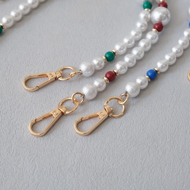 New Fashion Woman Bag Accessory Detachable White Beaded Chains Cute Acrylic Luxury Strap Women Elegant Bag Phone Handle Chain