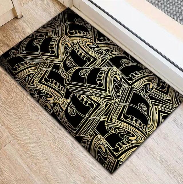 Retro Dollar Area Door Mat Anti Slip Mat Machine Washable, Living Room Office Bedroom Garden Courtyard Decoration Mats