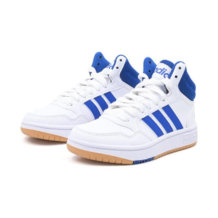 Adidas Neo Hoops Mid 3.0 K Slip Resistant Abrasion Resistant Mid top Children's Basketball Shoes White Blue Kids' IE0222