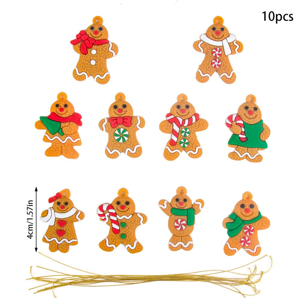 1 sada ozdob s perníkem, vánoční dekorace, závěsné přívěsky na stromeček, přívěsky na doma, děti, novoroční dárek 2025, navidad dekorace