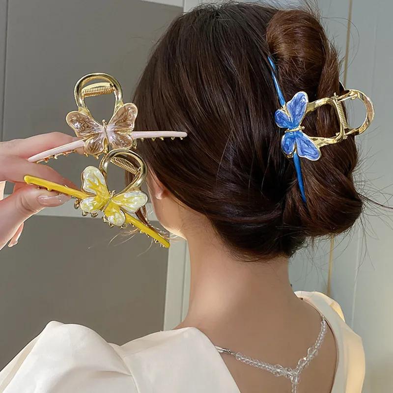 Elegant Fashionable Butterfly Rose Tulip Metal Clip Women Gentle Sexy Hair Clips Versatile Girls High-end Exquisite Shark Clips
