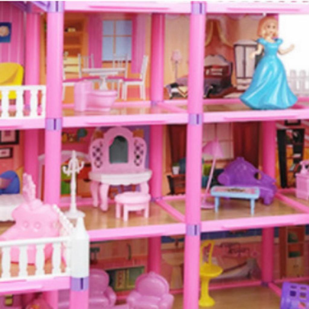 278-teiliges Puppenhaus-Bauspielzeug, DIY-Gehirntraining, Puppenhaus-Schloss-Bausatz für Mädchen, Rosa