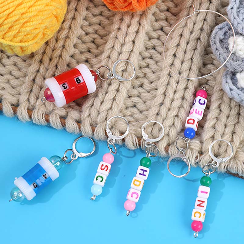 WTEMPO Chaveiro Marcadores de Ponto de Travamento com Contas Coloridas para Tricô, Quilting, Crochê Presente Perfeito para a Vovó ou para a Mamãe Suprimentos de Costura com Uma Bolsa