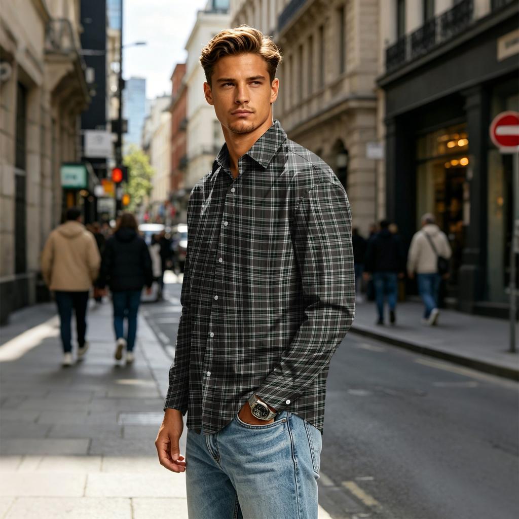 Men's Long Sleeve Collared Shirt