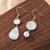 Elegant Inlaid Synthetic White Turquoise Imitation Pearl Dangle Earrings for Women  Exquisite Banquet Jewelry Accessories