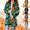 Women's Casual Fashion Halloween Printed Long Sleeve Buttonless Cardigan Jacket