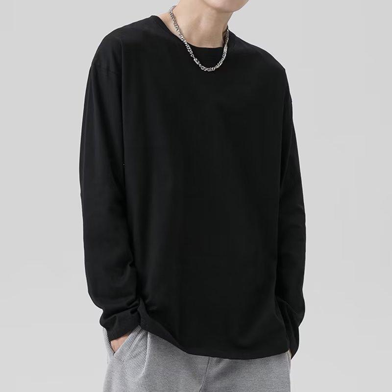 New Men's Pullover Hoodie College Style Korean Version Long Sleeved Round Neck Solid Color Pullover Top