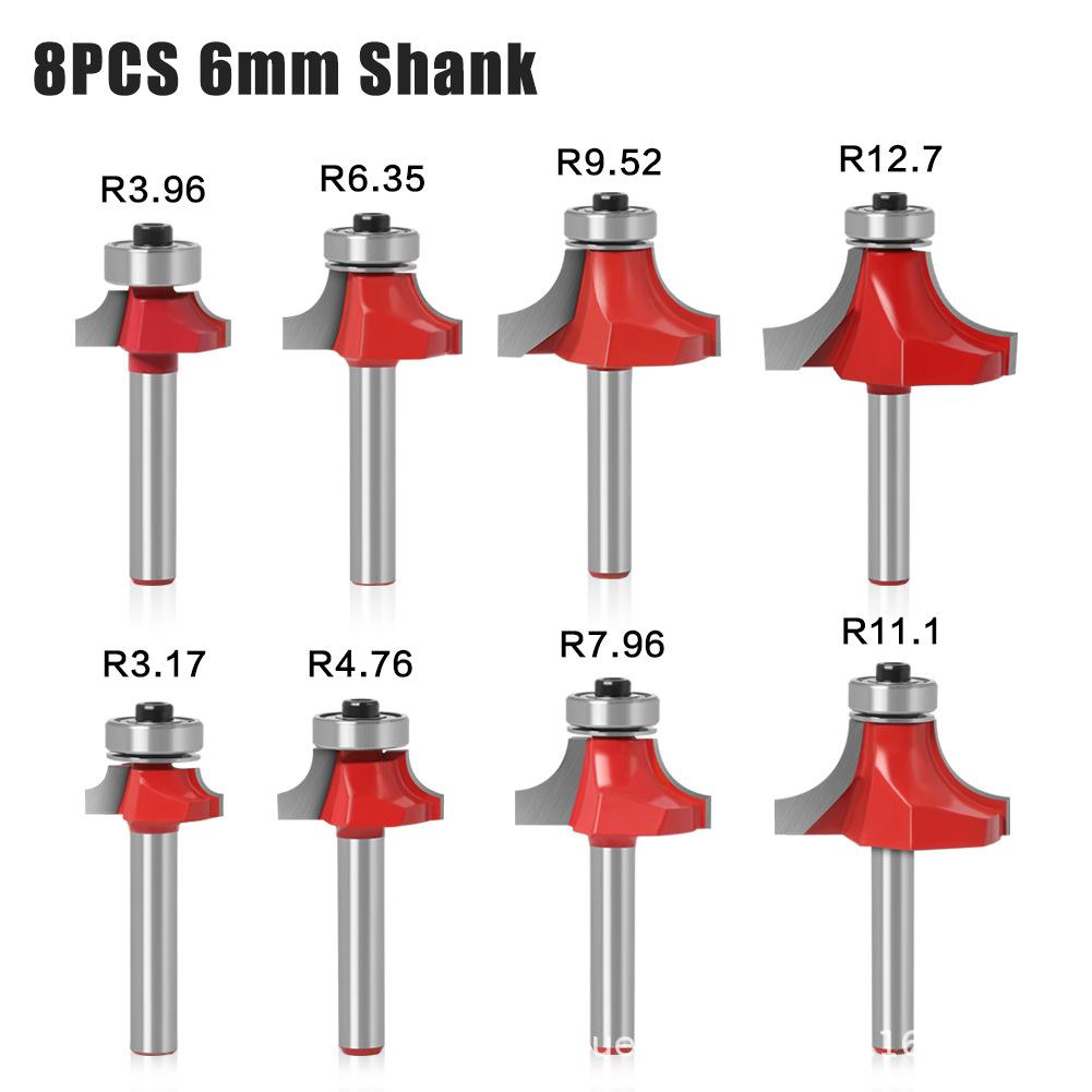 Woodworking Bearing Round Corner Cutter Trimming Machine Cutter Head Chamfering Slotting Engraving Woodworking Cutter Gong Cutter 1/4 Handle 6 Handle