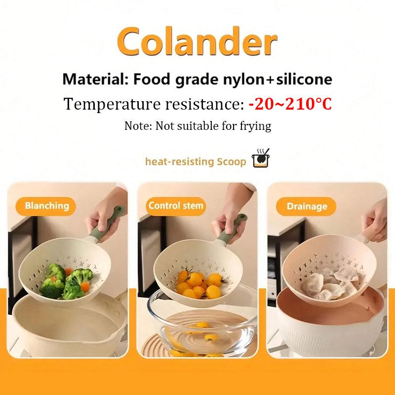 1/3Pcs Big Colander Spoon Slotted Colander Spaghetti Pasta Serving Spoon with Holes Heat-resisting Plastic Kitchen Cooking