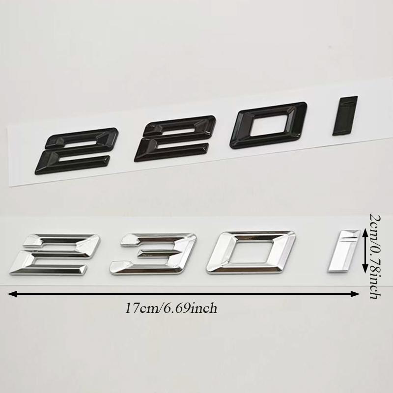 3D Glossy Black Chrome 220i 230i Emblem Badge Letter Rear Trunk Decal Sticker For BMW 2 Series F22 G42 Car Styling Accessories xs8