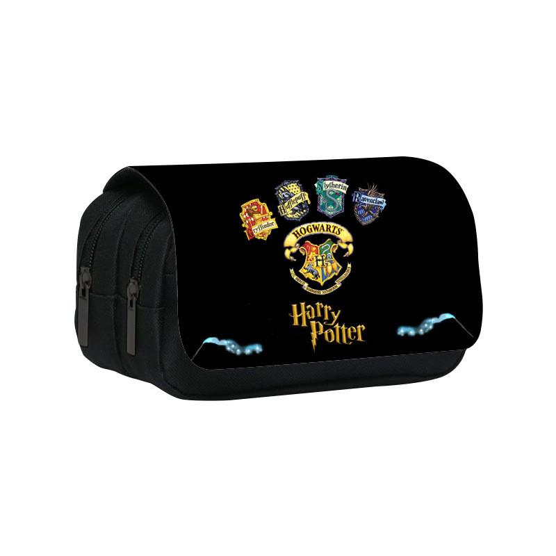Cartoon Harry Potter Pattern Double Layer Stationery Storage Bag For Students And School Supplies