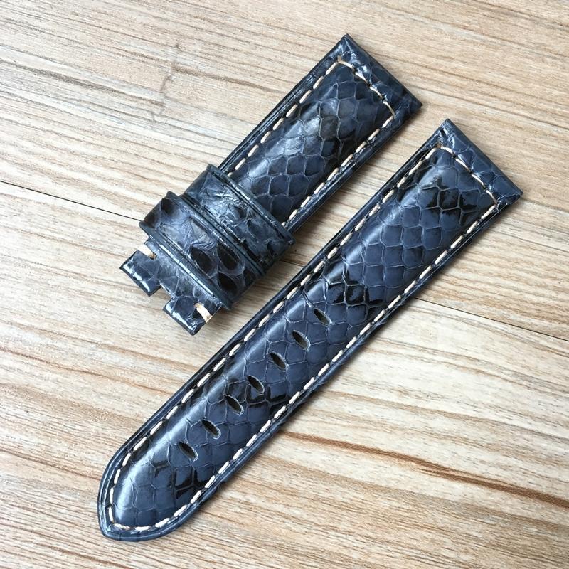 

Модный кожаный ремешок для часов ручной работы 22 мм 24 мм, зеленый, белый, черный, синий, из змеиной кожи для PAM Zenith Amry, военный ремешок для часов, браслет 22mm