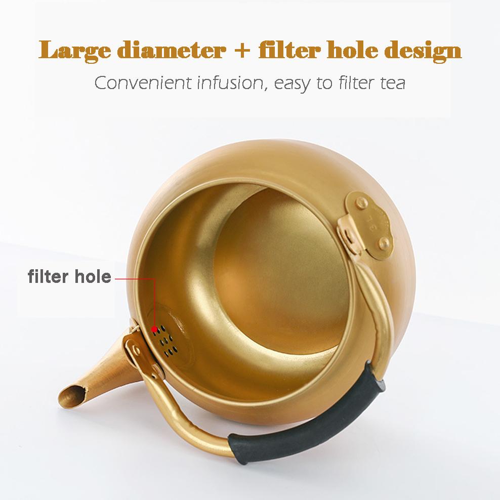 Korean style yellow aluminum kettle, Warm wine pot for home, Large capacity teakettle, Gas boiling water pot for kitchen, 3L/4L