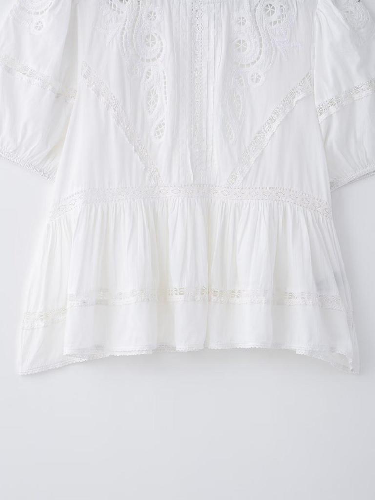 TAOP&ZA Women's Elegant Embroidered Short Sleeve Shirt - Spring/Summer