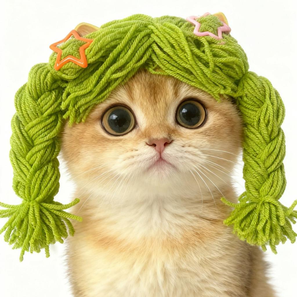 Cat Twist Braid Wig Cute Pet Headgear Dog Headgear Funny Accessories COS Photo Props Handmade