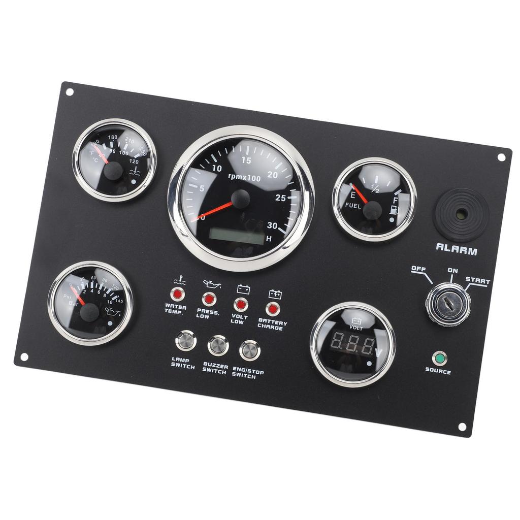 85mm Instrument Panel Gauge Set 24V 0 to 3000RPM Water Temperature Oil   Oil Pressure with Key for Boat Yacht