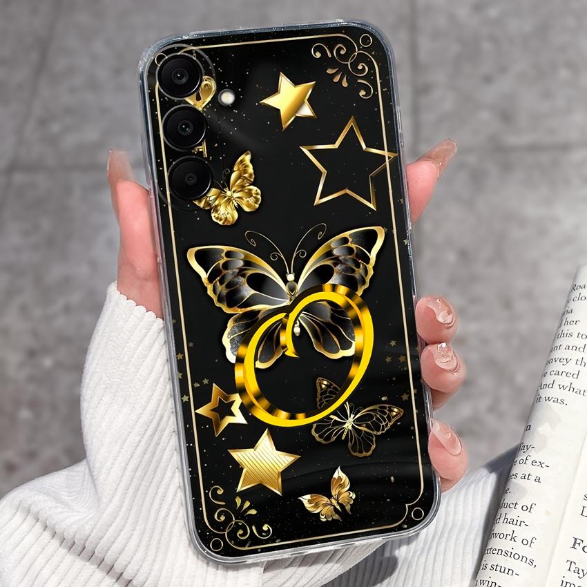 For Samsung A17 A16 A15 A14 A13 A12 M16 M14 M13 M12 M10 Pretty Butterfly Letter Clear TPU Phone Cover Lens Protection Anti Slip Shell For Samsung Case