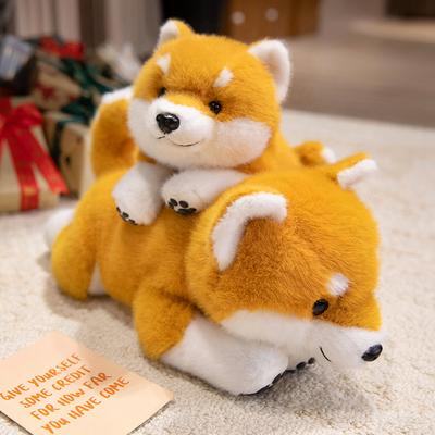 Soft Japan Anime Shiba Inu Dog Plush Toys Stuffed Animal Plushie Lying Puppy Toy Cartoon Throw Pillow Nap Sleep Bed Cushion Gift