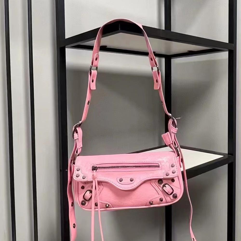 Retro Sweet Cool Women's Motorcycle-Style Baguette Shoulder Bag