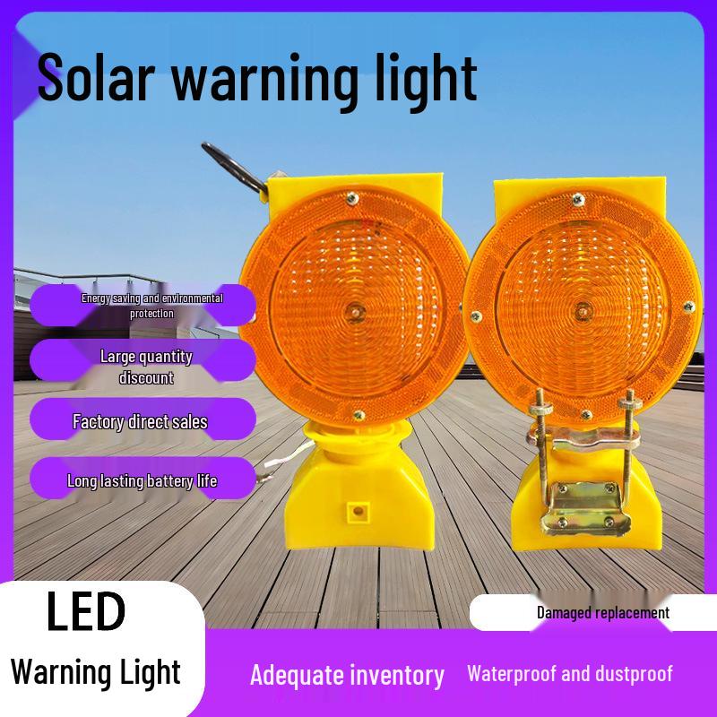 Solar-Powered Safety Flashing Light for Traffic and Construction Without Hook