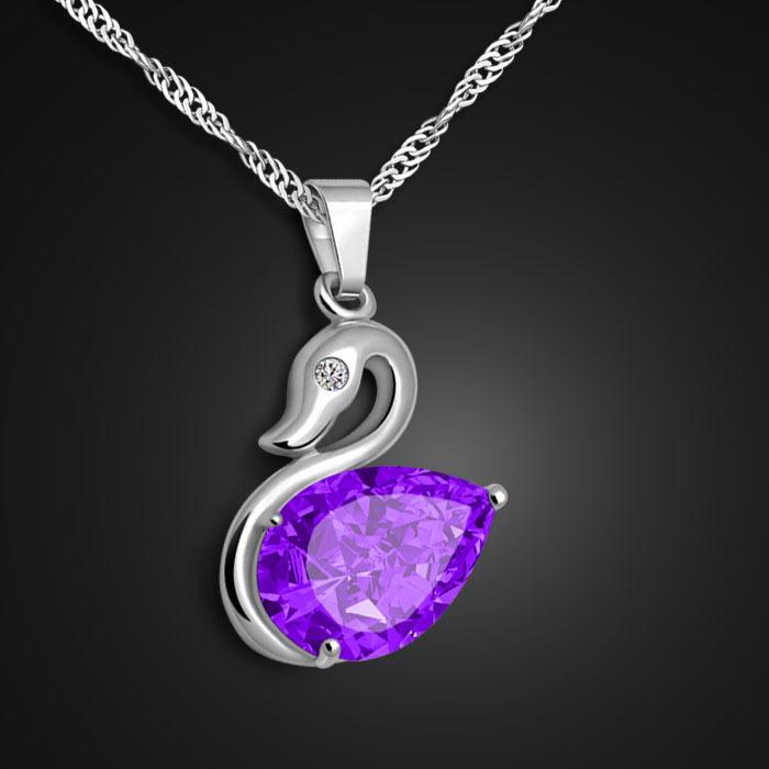 

Подвеска-ожерелье «Лебединая любовь» женская простая цепочка на ключицу холодный ветер одиночная с драгоценными камнями