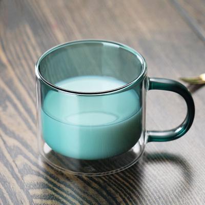 9 Oz Bardaklar Şeffaf Çift Duvarlı Kupa Kahve Cam Eşyası Kulplu, Şarap Çay Veya Cappuccino İçin Kullanılır
