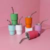 1pc 3oz Stainless Steel Mini Car Cup, Portable Colorful Coffee Cup Wine Glass With Straw,