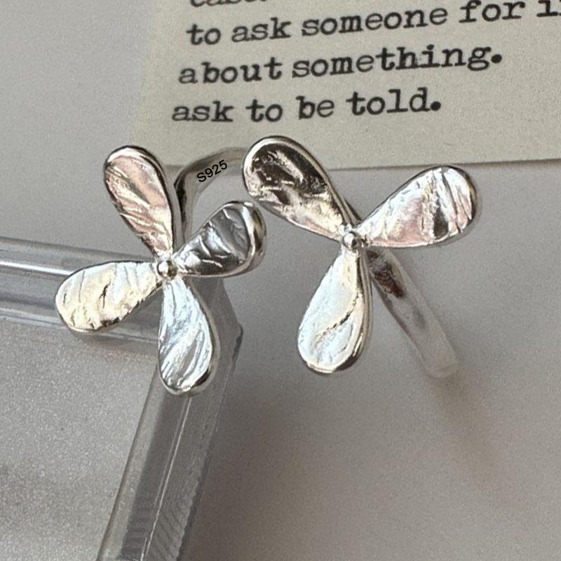 

925 Sterling Silver Rings for Women Couple Minimalist Handmade Simple Big Flower Ring Fine Jewelry Gift Prevent Allergy resizable