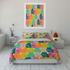Colorful Cat Pattern Decorative Set Soft Skin-Friendly Bedding Set Includes 1 Duvet Cover And 2 Pillowcase, Gift