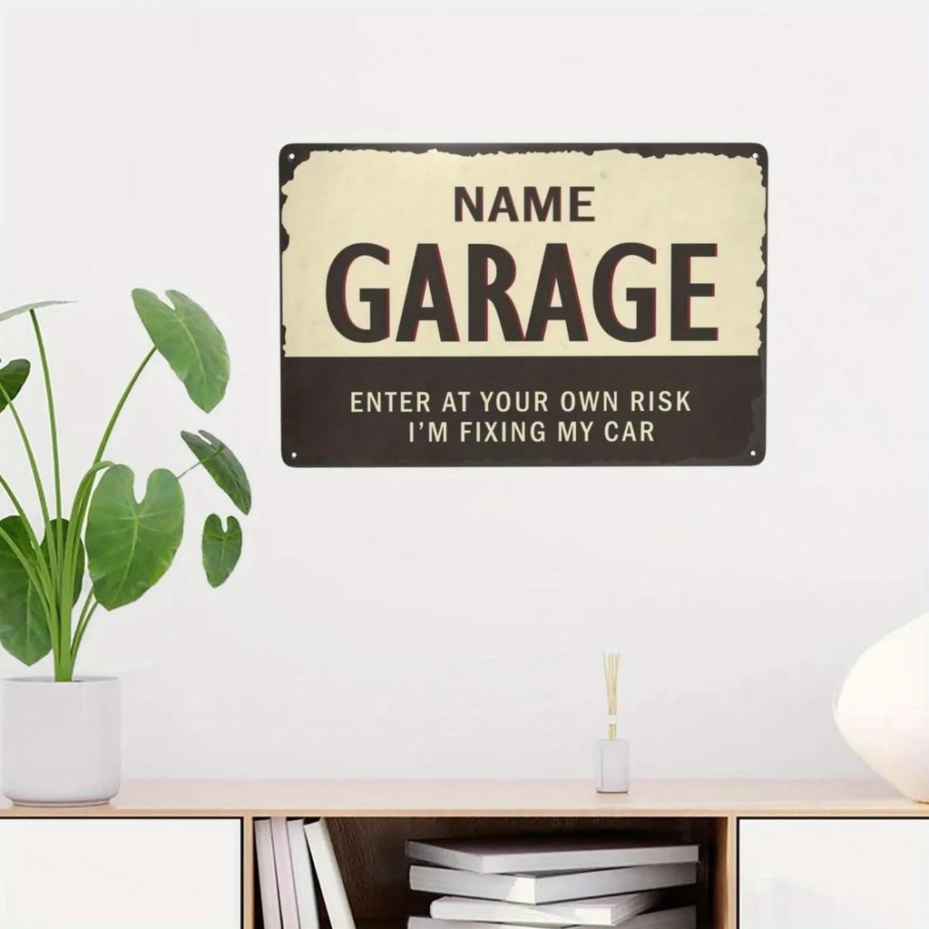 Custom Vintage Garage Metal Sign Personalized Workshop Wall Decor Indoor Home Plaque