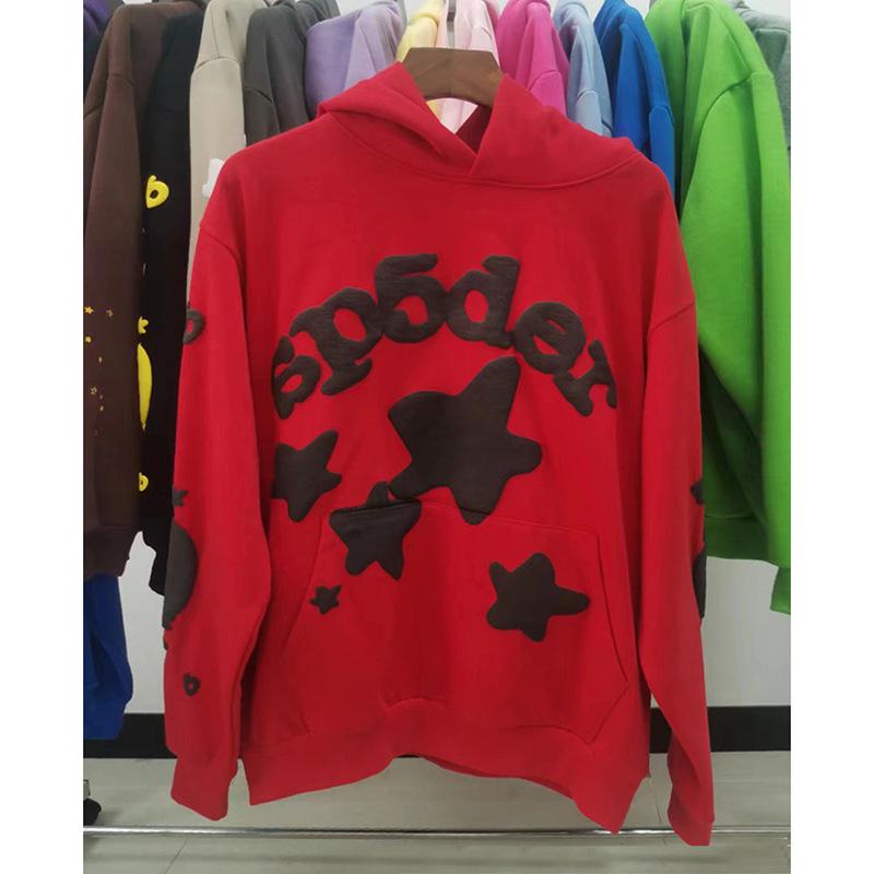 Tungvikts Huvtröja med Spindelnätsmönster i Skumtryck (450G)