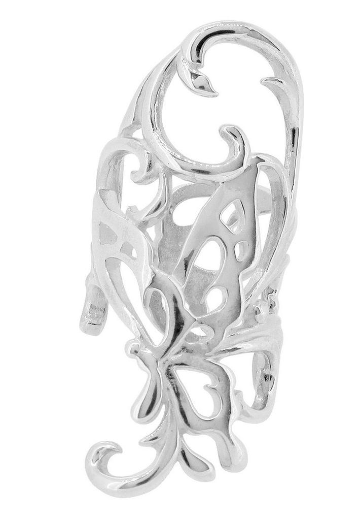 Shinjuku Gin No Kura Openwork Butterfly Long Silver Ear Cuff (1 Piece, Single Ear) for Women