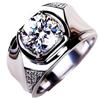 Mens Adjustable Open Ring With 2ct Simulated Moissanite White Gold Plated Geometric Design Business Casual Wear