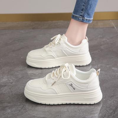 Platform Sneakers Shoes for Women Cute Sweet Solid Colour Womens Sports Shoes Casual Versatile Female Small White Leather