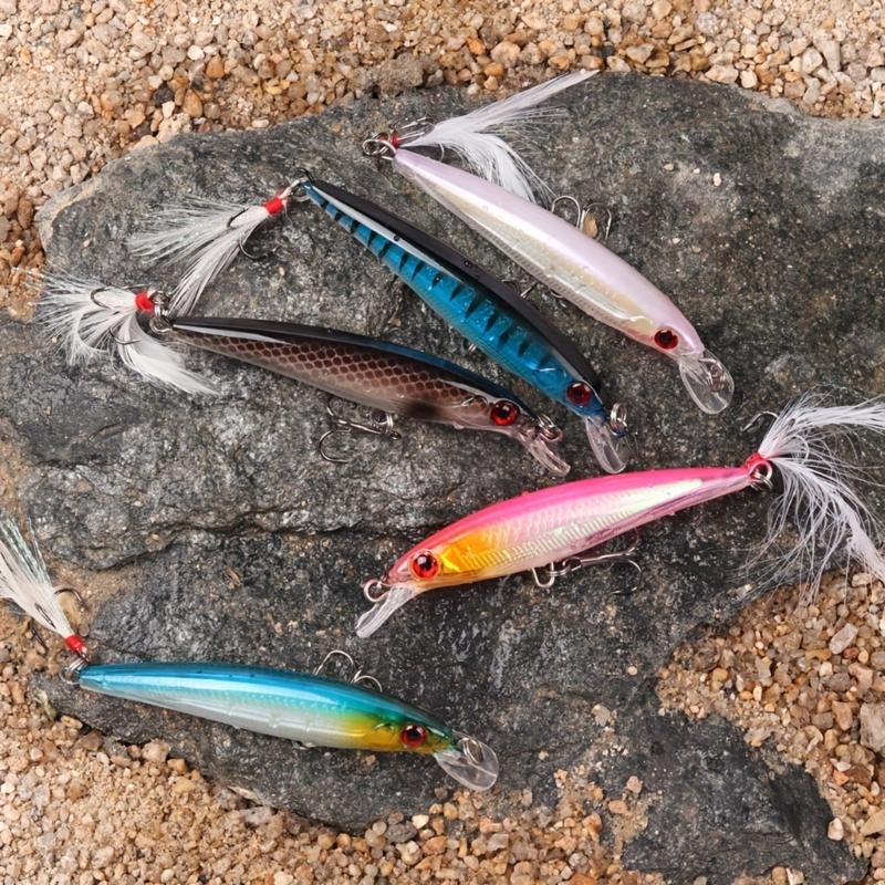 5 Stück Schwimmende Hardbaits Minnow Angelköder Wobbler Crankbaits Forellen Zander Köder Swimbait Angelzubehör