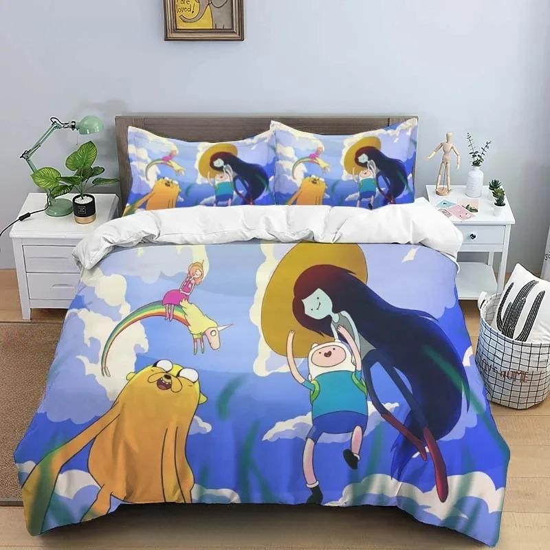 Premium Cartoon Adventure Time Finn And Jake Duvet Cover Comforter Bed Single Twin Full Queen Size 3D Youth Girl Boys Gift