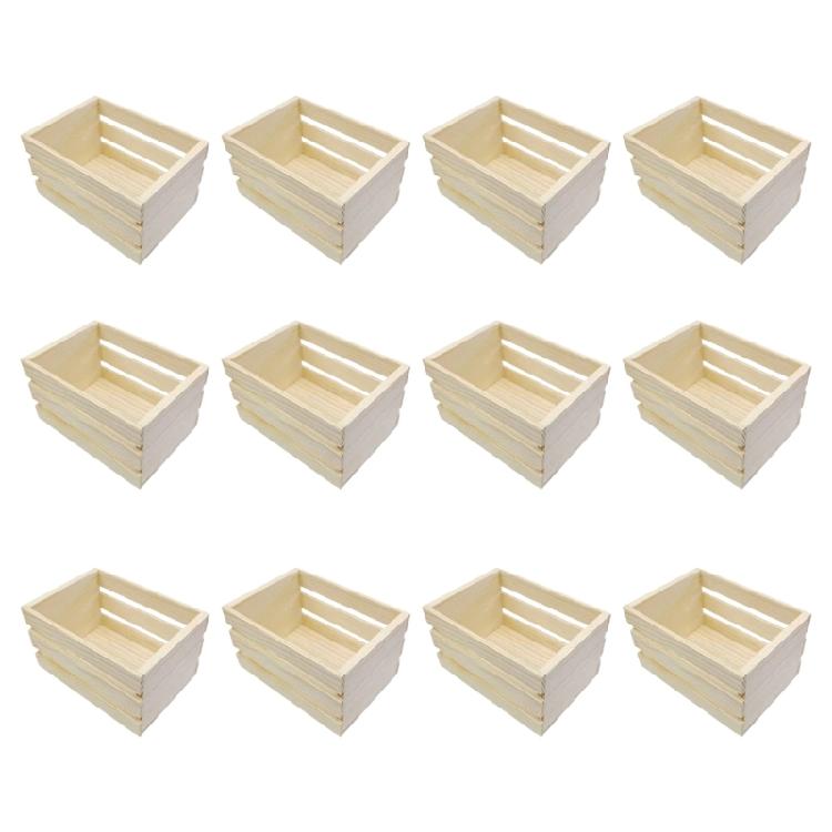 6/12Pcs Small Wooden Storage Box Nesting Crates Decorative Basket Natural Pine Handcrafts Box For Table Dollhouse