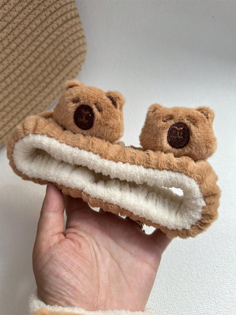 2-4pcs New Cartoon Capybara Hair Accessories Hair Bands Women Plush Animal Headband Face Wash Wristband Set Halloween