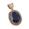 Natural Blue Sunstone 925 Solid Sterling Silver Gift TwoTone Pendant 1.50" a9N06