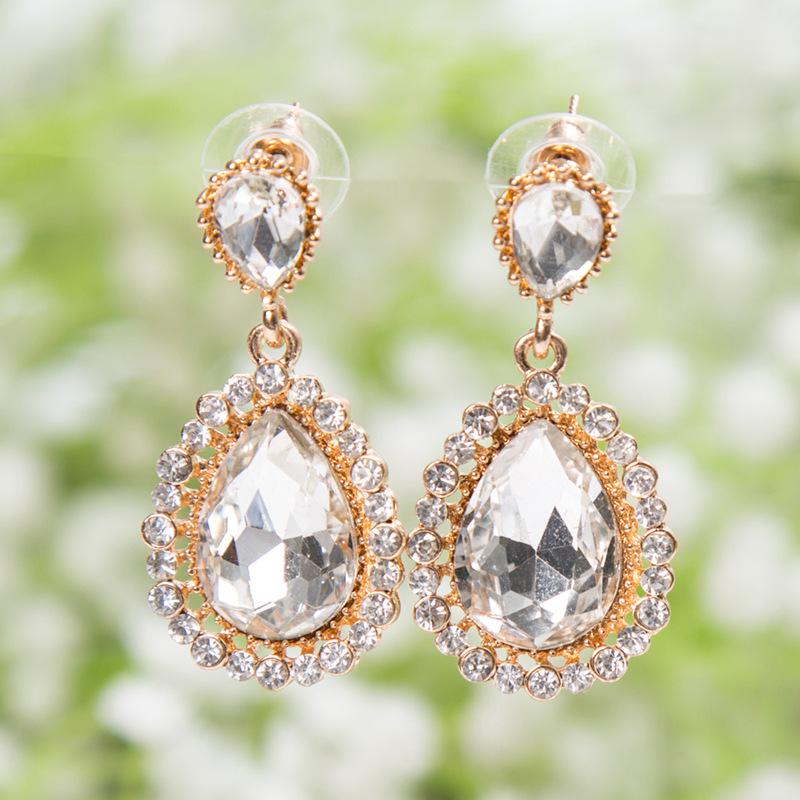 

Long Earrings, Drop-shaped Colored Crystal Rhinestone Earrings. белый