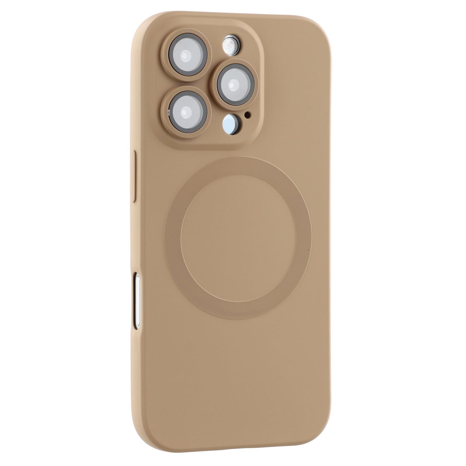 

Чехол для iPhone 16 Pro Max, совместимый с MagSafe, жидкий силиконовый чехол для телефона с защитным стеклом для объектива Desert Gold