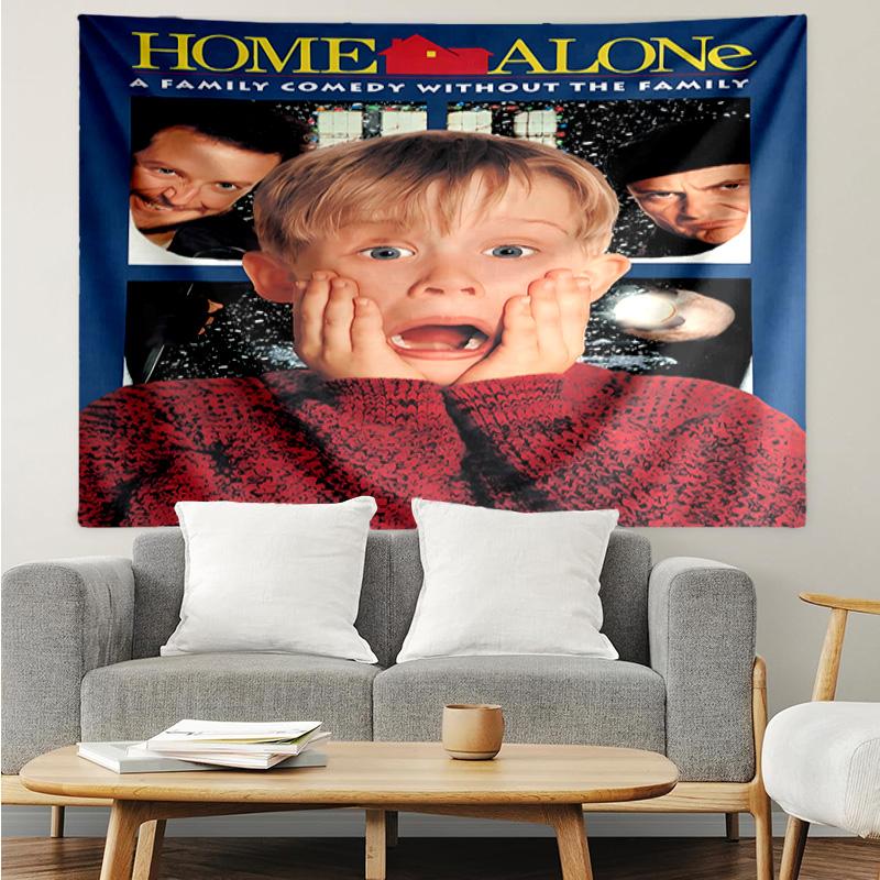 Home Alone Tapestry for Bedroom Aesthetic Classroom Tapestries Wall Hanging for Living Room Dorm Office,Ideal Creative Gift