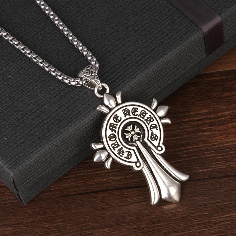 Vintage Men'S Personality Croxing Titanium Steel Chain Pendant Necklace