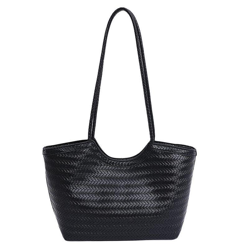 French Retro Woven Underarm Tote - Large Capacity Single Shoulder Handbag Casual Basket for Vacation