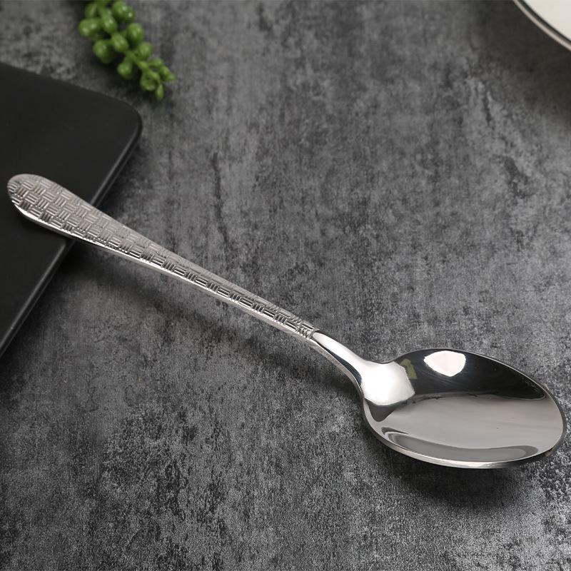 Creative Hammer Pattern Stainless Steel Cutlery Set: Dessert Spoon, Cake Fork, Steak Knife & Fork