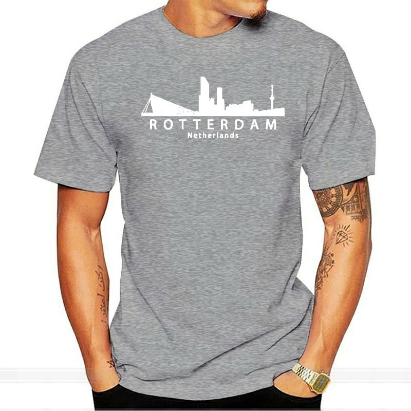 

rotterdam netherlands skyline t shirt men Customized tee shirt Natural Cute Authentic summer Unique tshirt 4XL