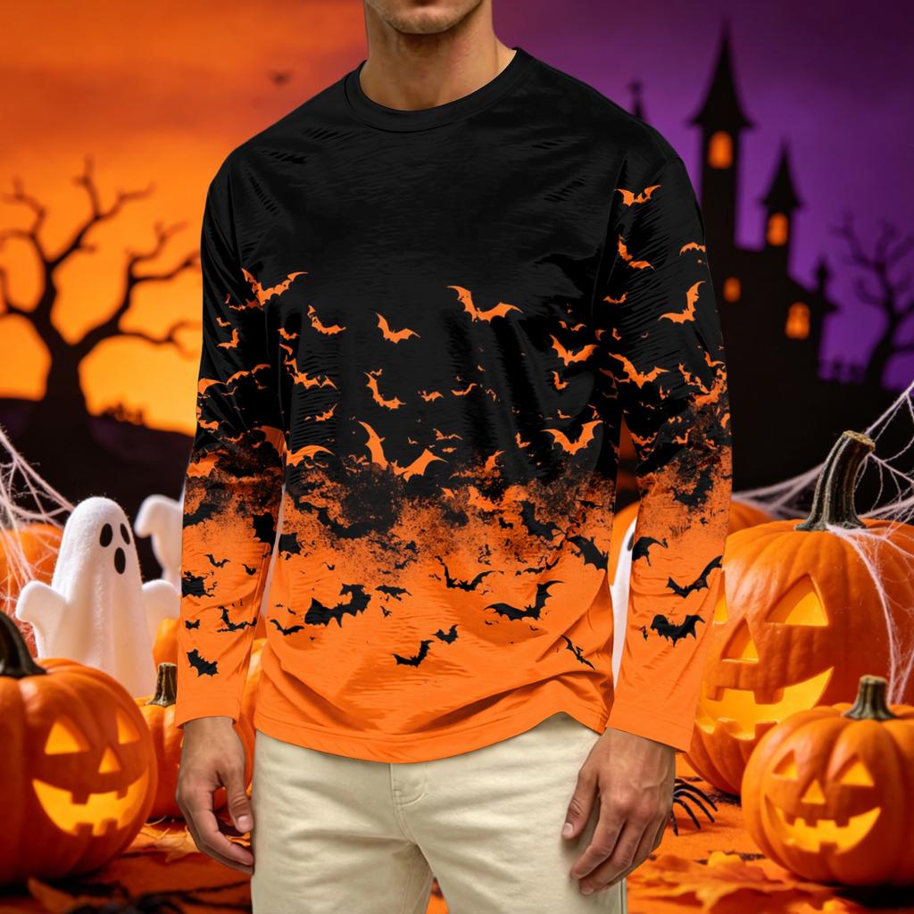 Men's Casual Long Sleeve T-Shirt Crew Neck Printed Graphic Top Comfortable Fit Soft Fabric Durable Stitching Suitable for Everyday Wear